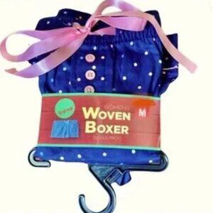 Woven Boxer Shorts Blue with Colorful Polka Dots Gift Womens Medium